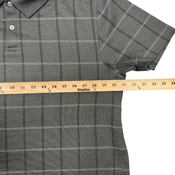 Van Heusen Polo Shirt Mens M Green Windowpane Check Short Sleeve Golf Casual - Picture 6 of 10